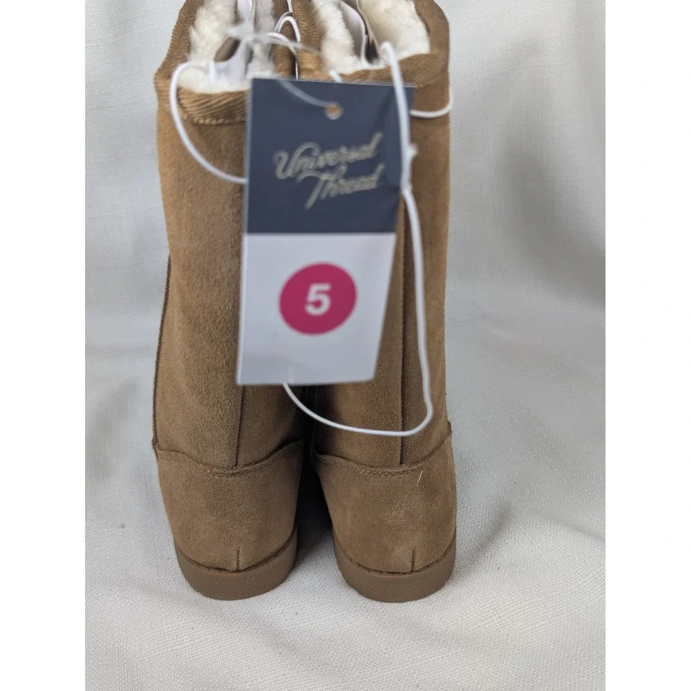 Universal Thread Sarah Suede Leather Boots Womens 5 Tan Shearling Lined‎ NWT